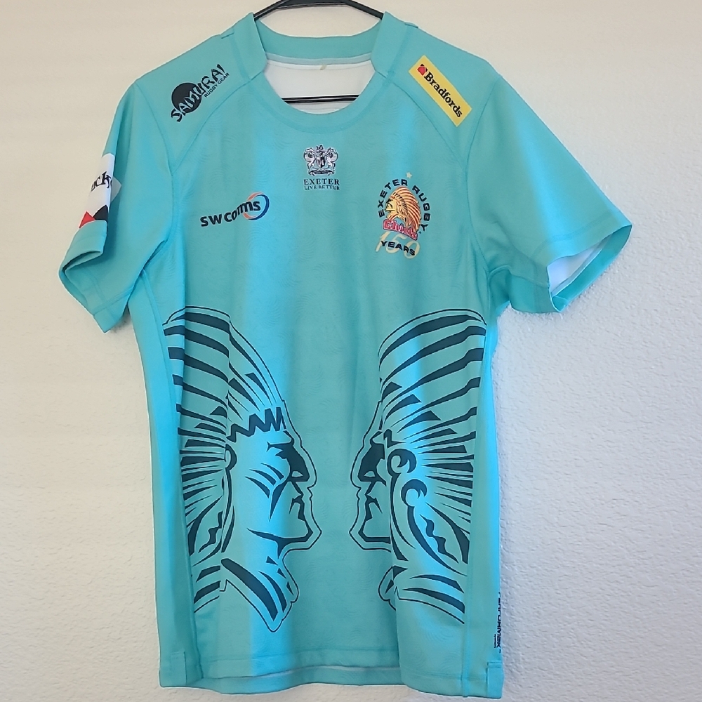 Exeter Chiefs Rugby Jersey, Original Chiegs Logo Face to Face. Large
